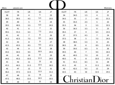 dior shoe sizing chart